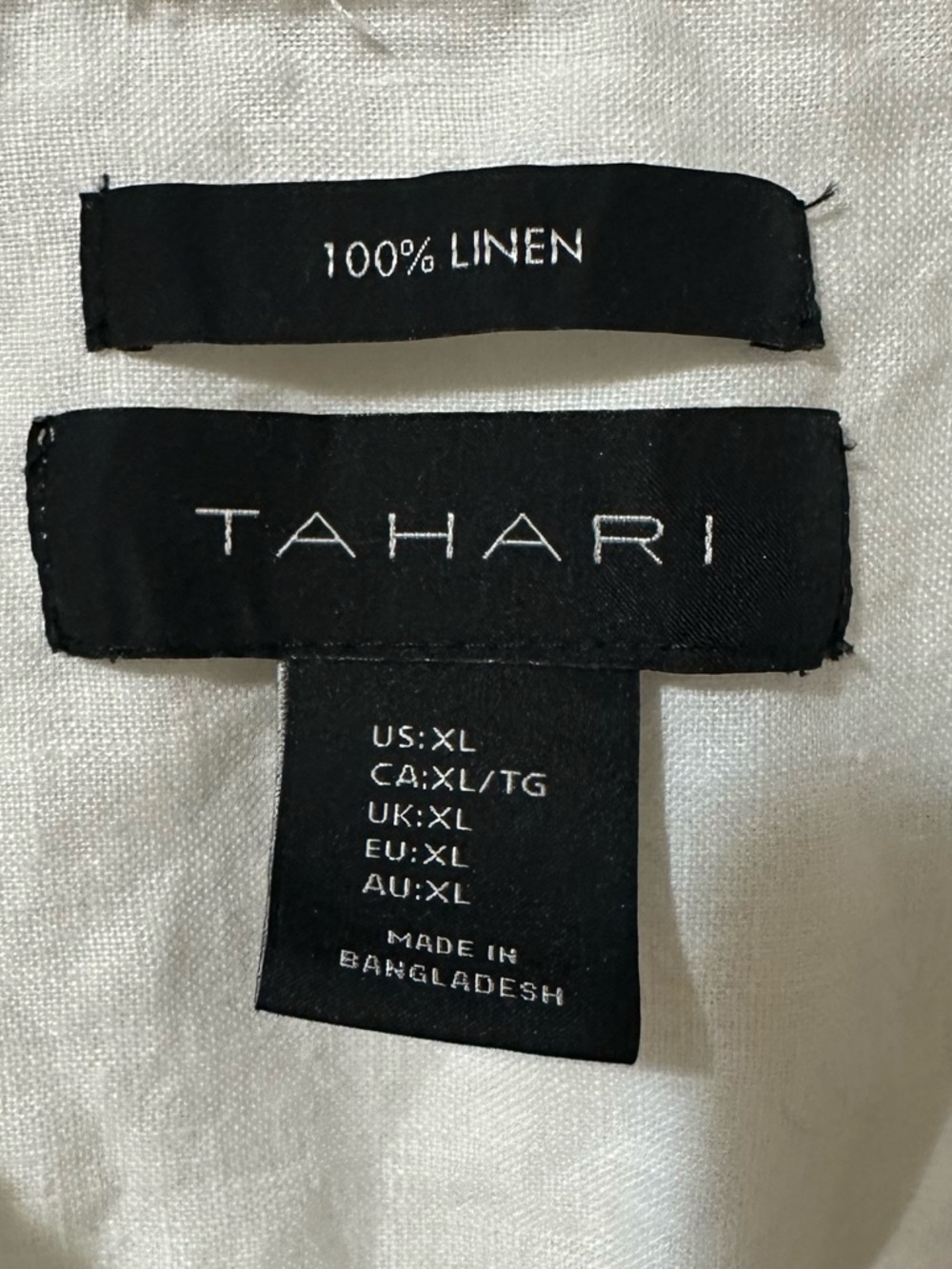 TAHARI 100% linen white long sleeve button front shirt size XL - Picture 5 of 5